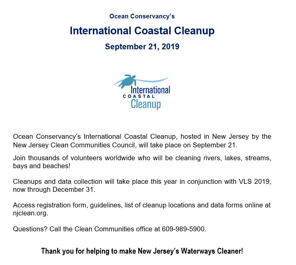 International Coastal Cleanup Borough Of Seaside Park Ocean